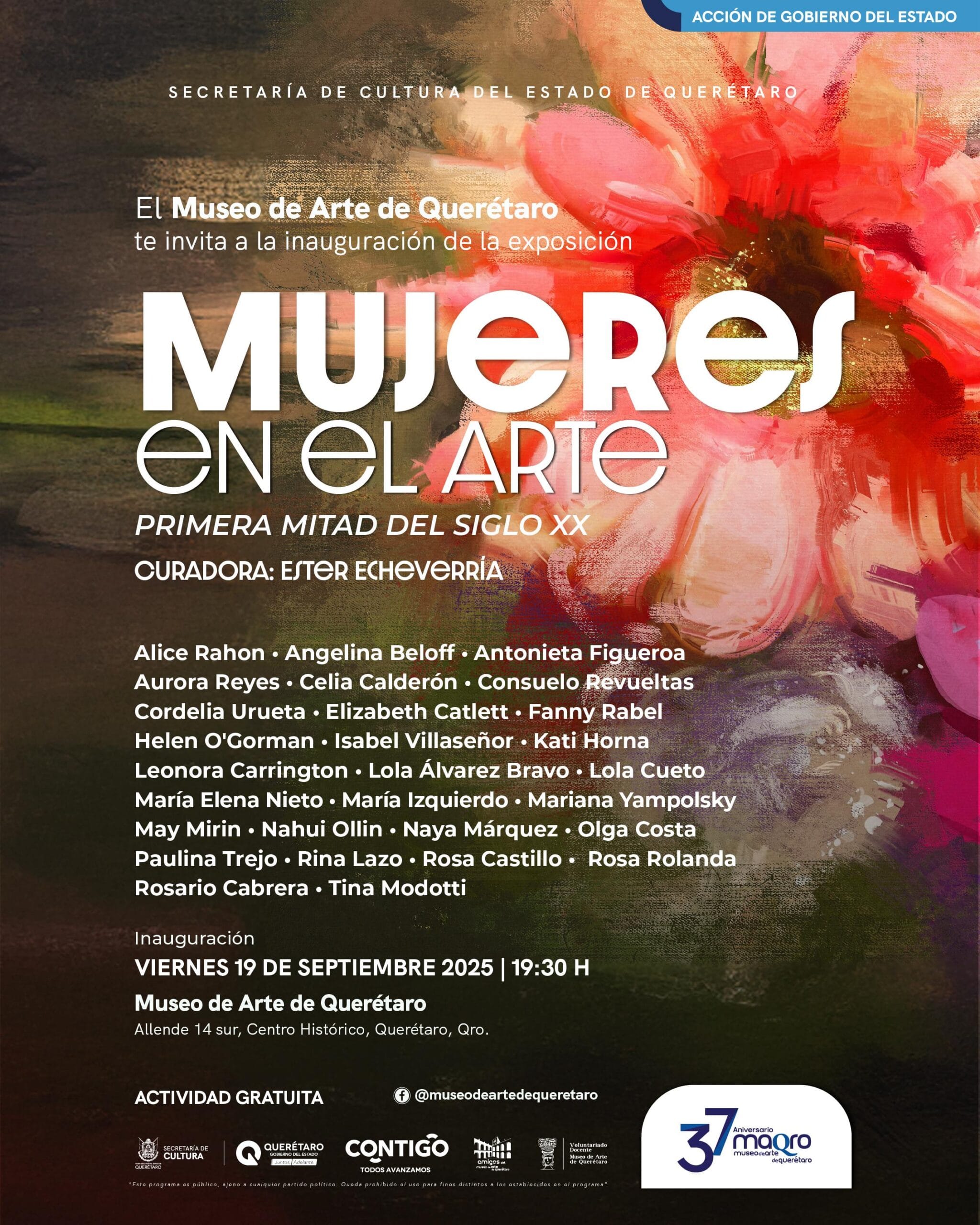 Cartel exposición Mujeres en el Arte Museo de Arte de Querétaro 2025
